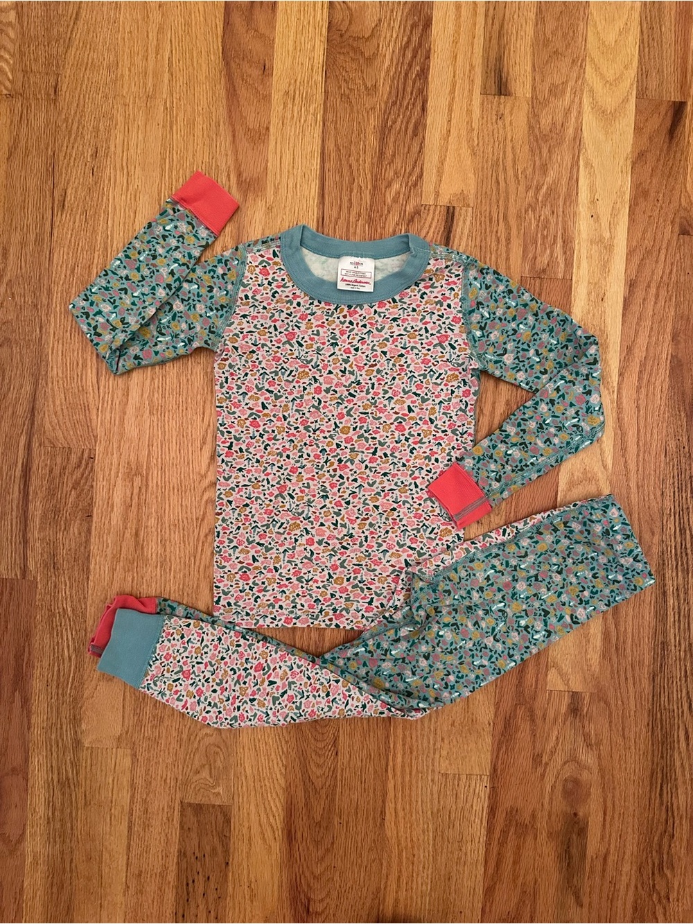 Hanna Andersson Size 110 5 Floral Mix Long John Pajama Set Organic Cotton